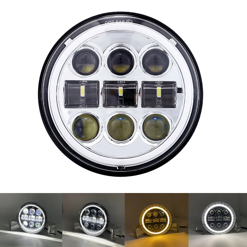 

Хромированная 5,75 "светодиодная фара DRL Halo Ring, мотоциклетный проектор Angel eye 5 3/4", фара для Sportster 883 Dyna Sportster Softail