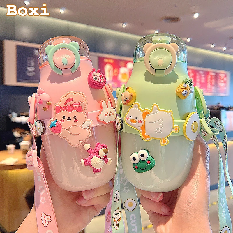 480 мл милые детские бутылочки для воды из соломинки девочек летние портативные