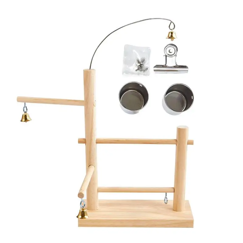 

Tabletop Bird Play Stand Bell Design Bird Play Gym Parrot Perch Bird Cage Toys Parrot Exercise Wood Bird Perch Parrot Bird Perch