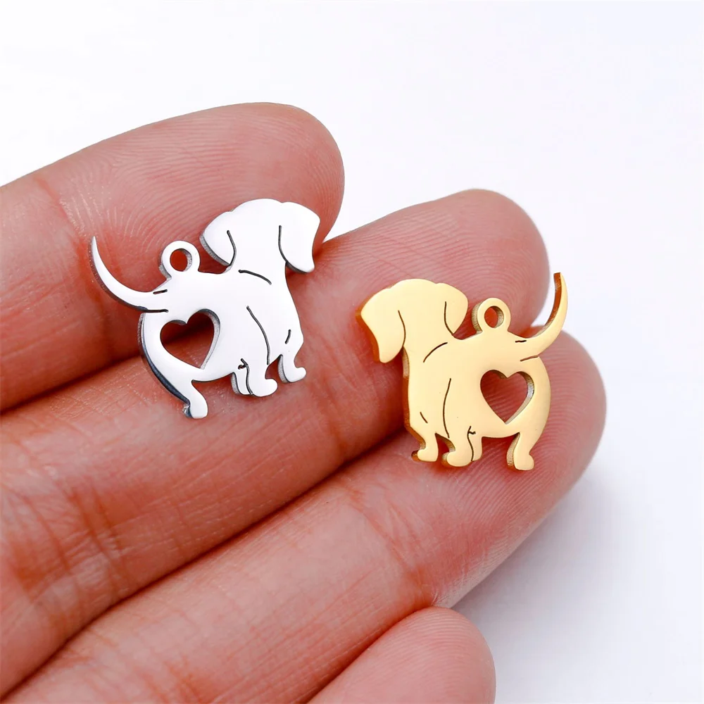 

5Pcs/Lot Cute Pet Dog Love Stainless Steel Charms For Women Lucky Animal Diy Charm Bracelet Jewelry Accessories Making Set