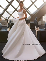 princess wedding dress 2022 for women sleeveless backless square satin white dresses robe de soir%c3%a9e de mariage high quality