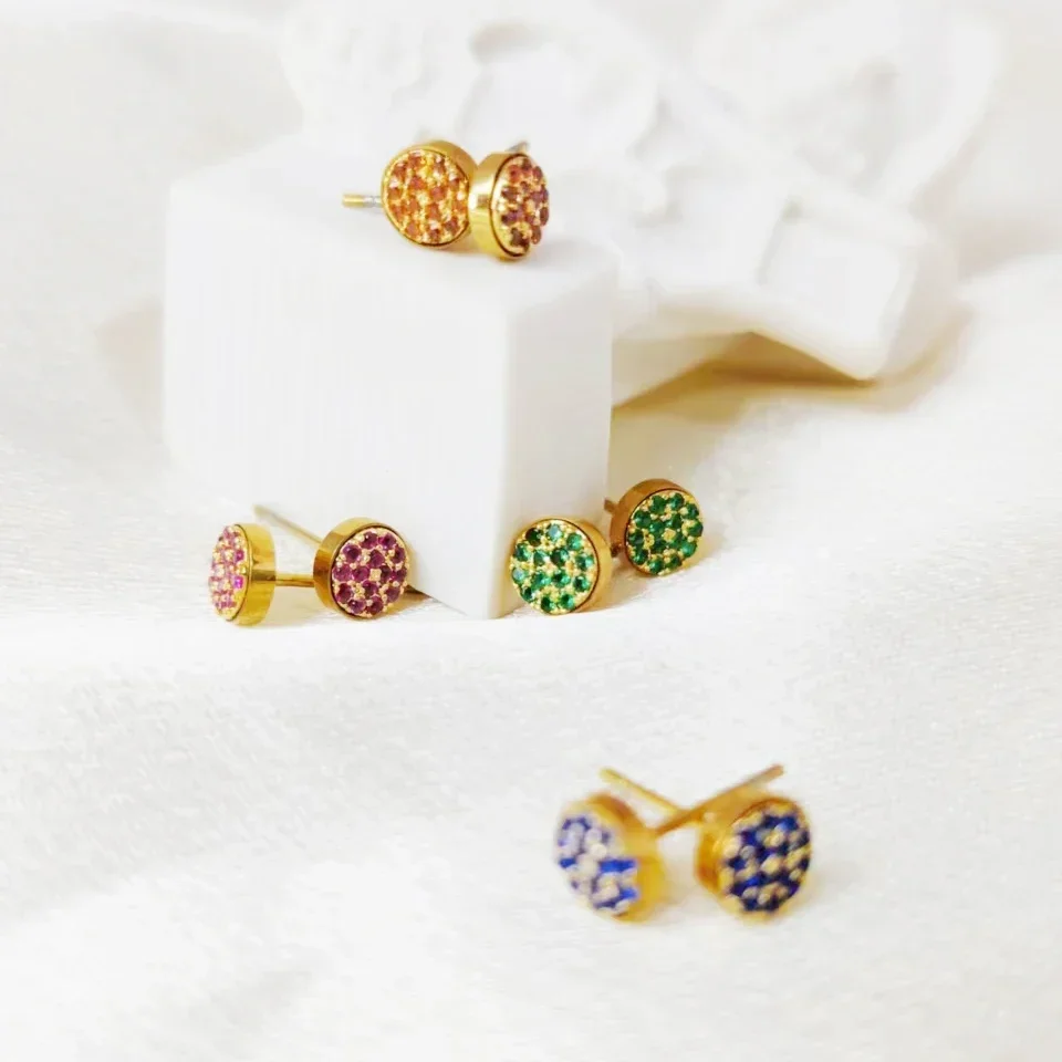 Женские серьги из нержавеющей стали с фианитом серьги-протяжки камнем по месяцу