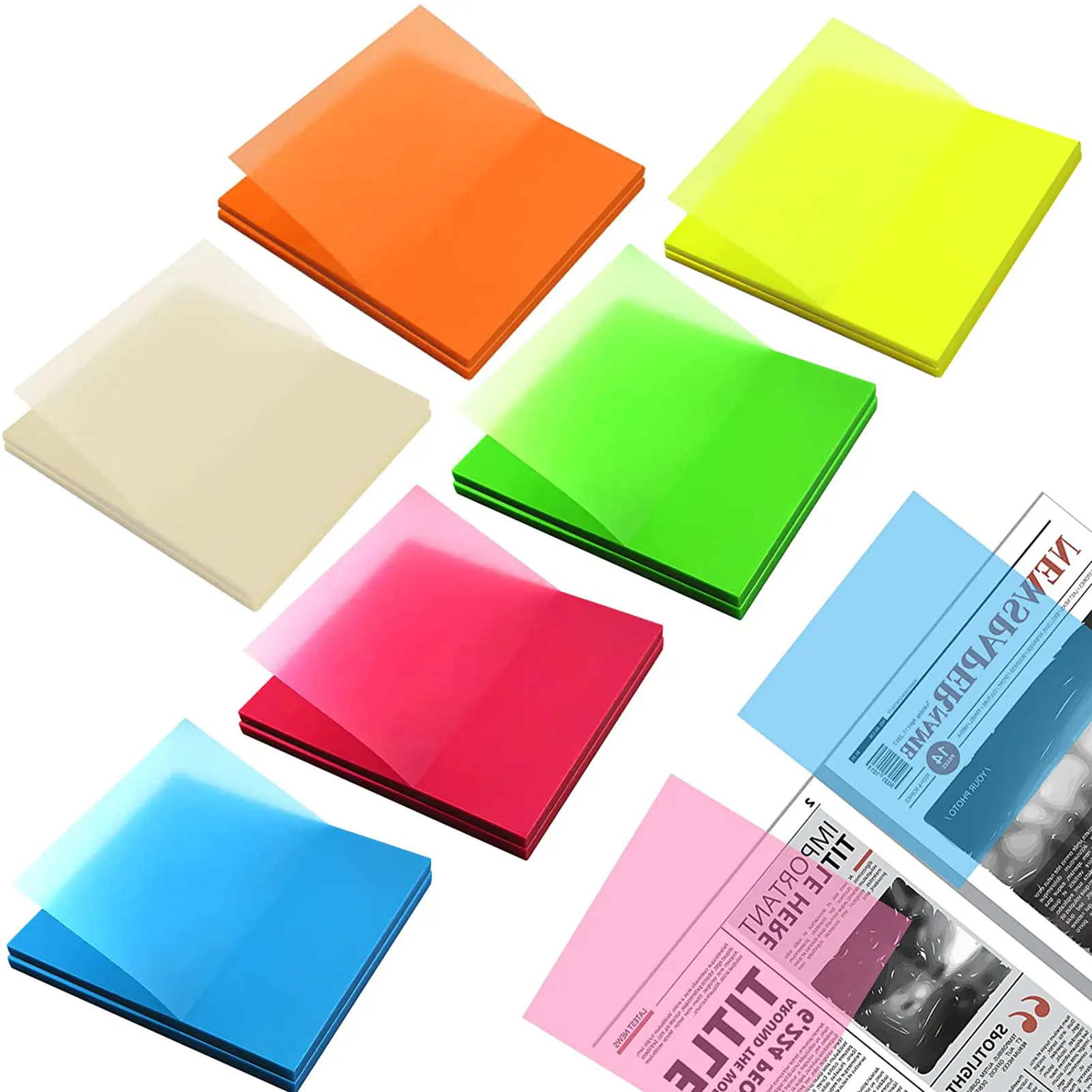 

Color Transparent Sticky Note With Adhesive Self Adhesive Waterproof Paper Memo Paper School Student Office Stationery