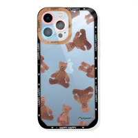 cute bear coque for iphone 13 12 mini 11 pro max xs x xr 7 8 plus se 2020 2022 transparent soft tpu protection phone cases