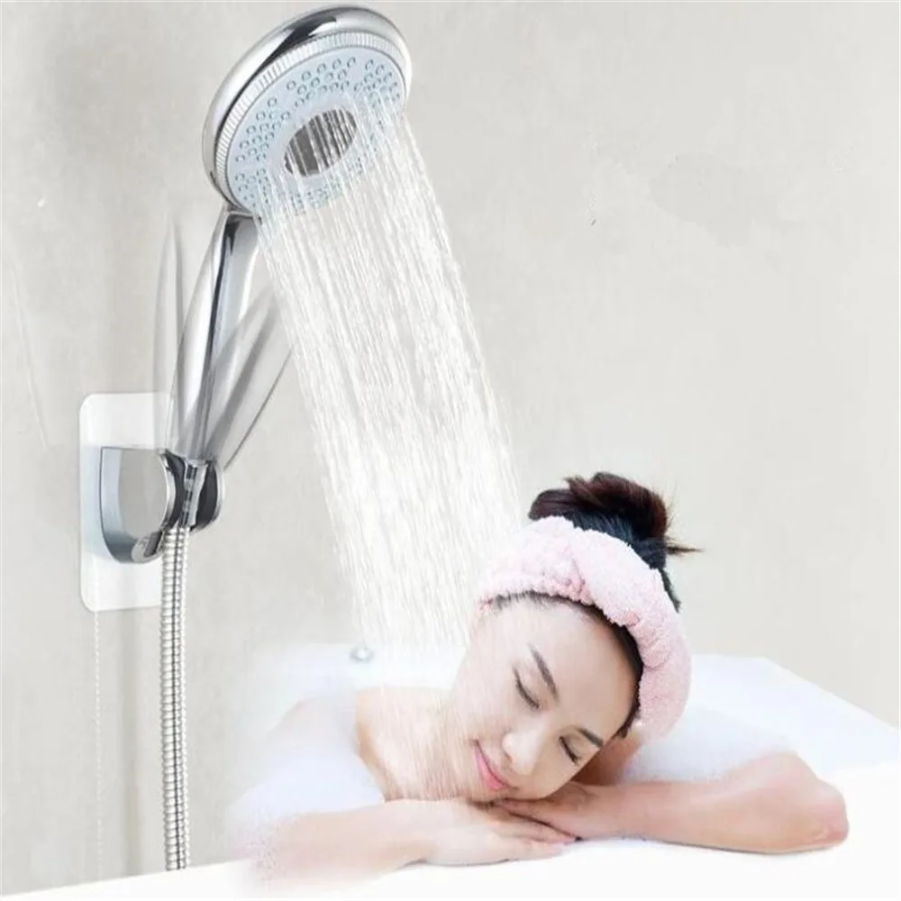 

Hot Sale Adjustable Polished Self-adhesive Handheld Suction Up Drill-free Shower Head Holder Showerhead Rack Fits Shower Hose
