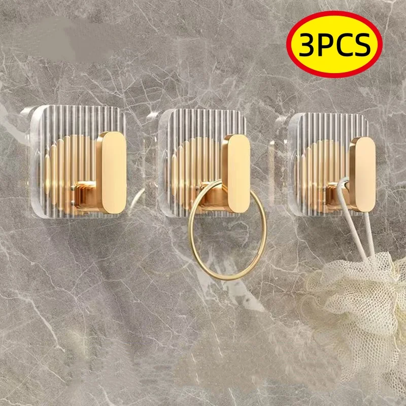 

Золотой Квадратный Самоклеящийся Крючок Без Сверления, Прочный Настенный Держатель Для Полотенец Для Ванной Комнаты