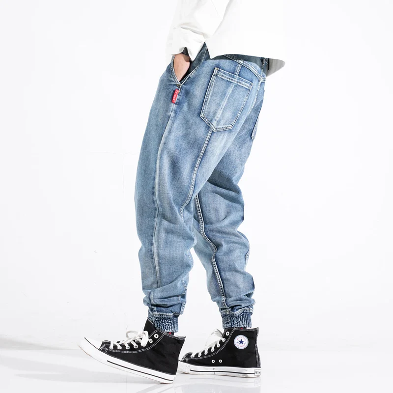Fashion Streetwear Men Jeans Retro Blue Spliced Designer Casual Denim Cargo Pants Hombre Hip Hop Joggers Men Loose Trousers