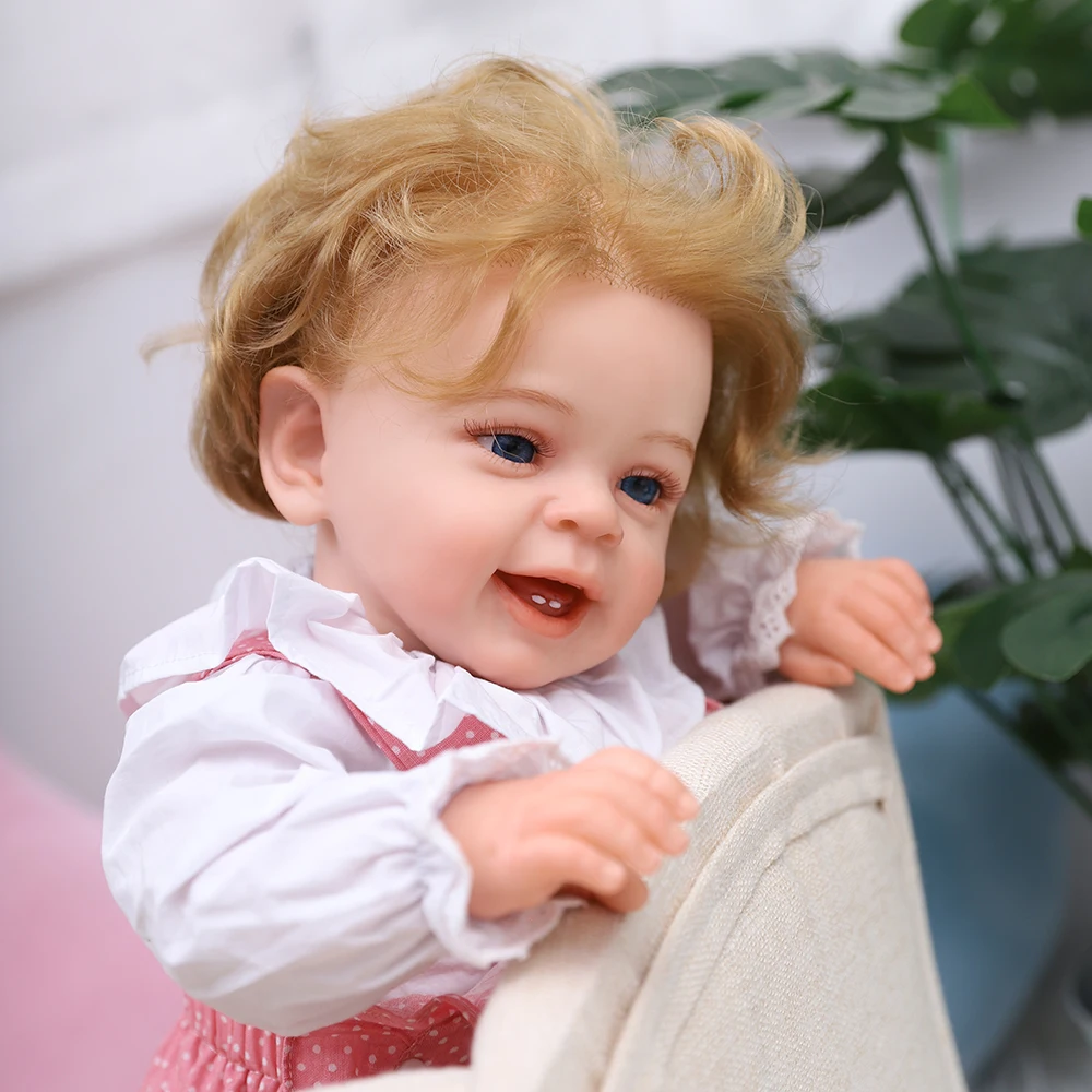 

Lifelike Silicone Vinyl Doll Baby Reborn 22inch/55cm Realistic Smiling Babies Dolls With Lovely Clothes Kids Playmate