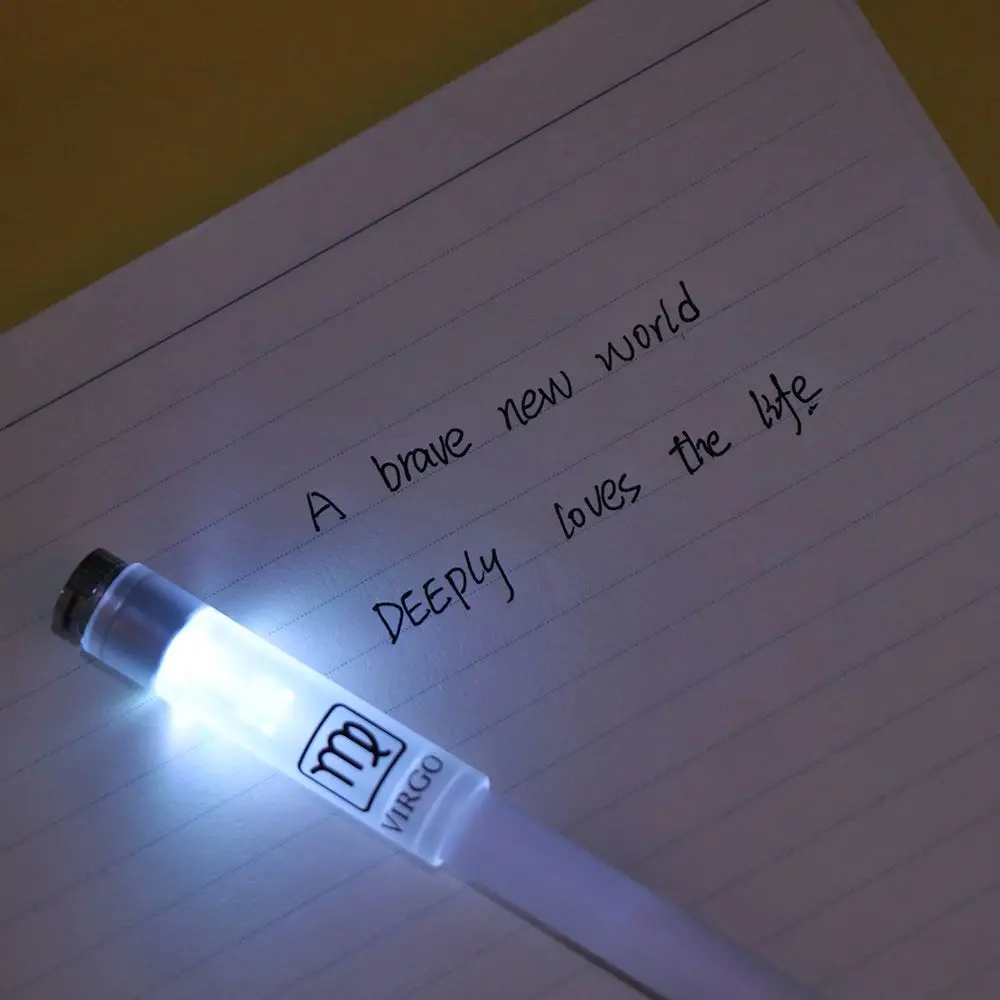 Ручка гелевая вращающаяся с 12 созвездиями креативный цветной светодиодный