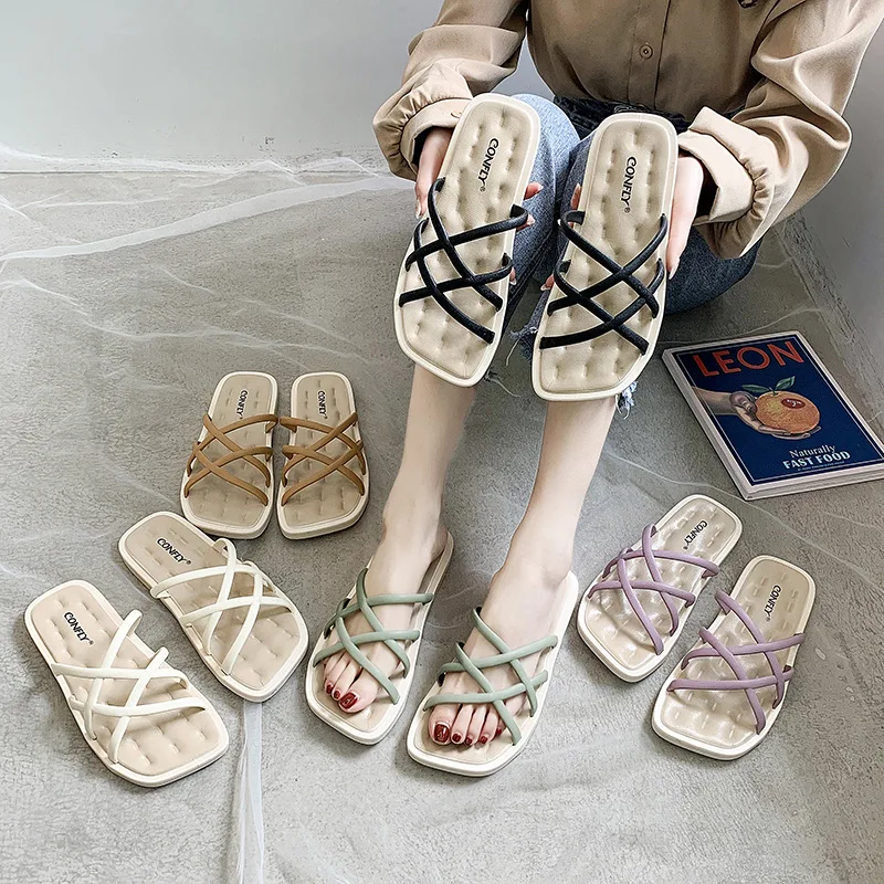 Fashion Sandals Women's Summer New Simple Soft Bottom Flat Bottom Fairy Slippers Are Anti-skid And Wear-resistant
