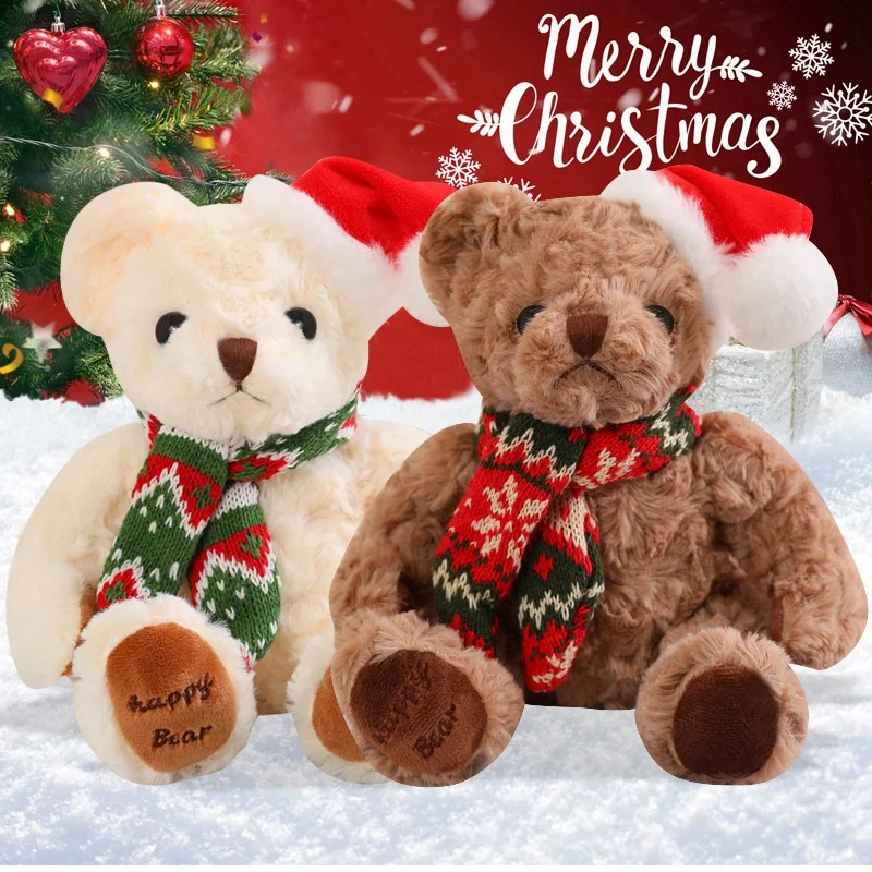 

1 шт., 20 см, Рождественский плюшевый мишка, украшенный мягкими набивными животными, медведь, плюшевые игрушки, кукла для детей, искусственный элегантный подарок