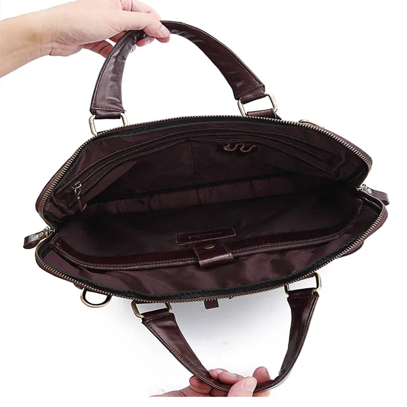 Luxury Genuine Leather Men Briefcase Business HandBag Retro Crossbody Shoulder Bag Large Capacity Laptop Bag For Male