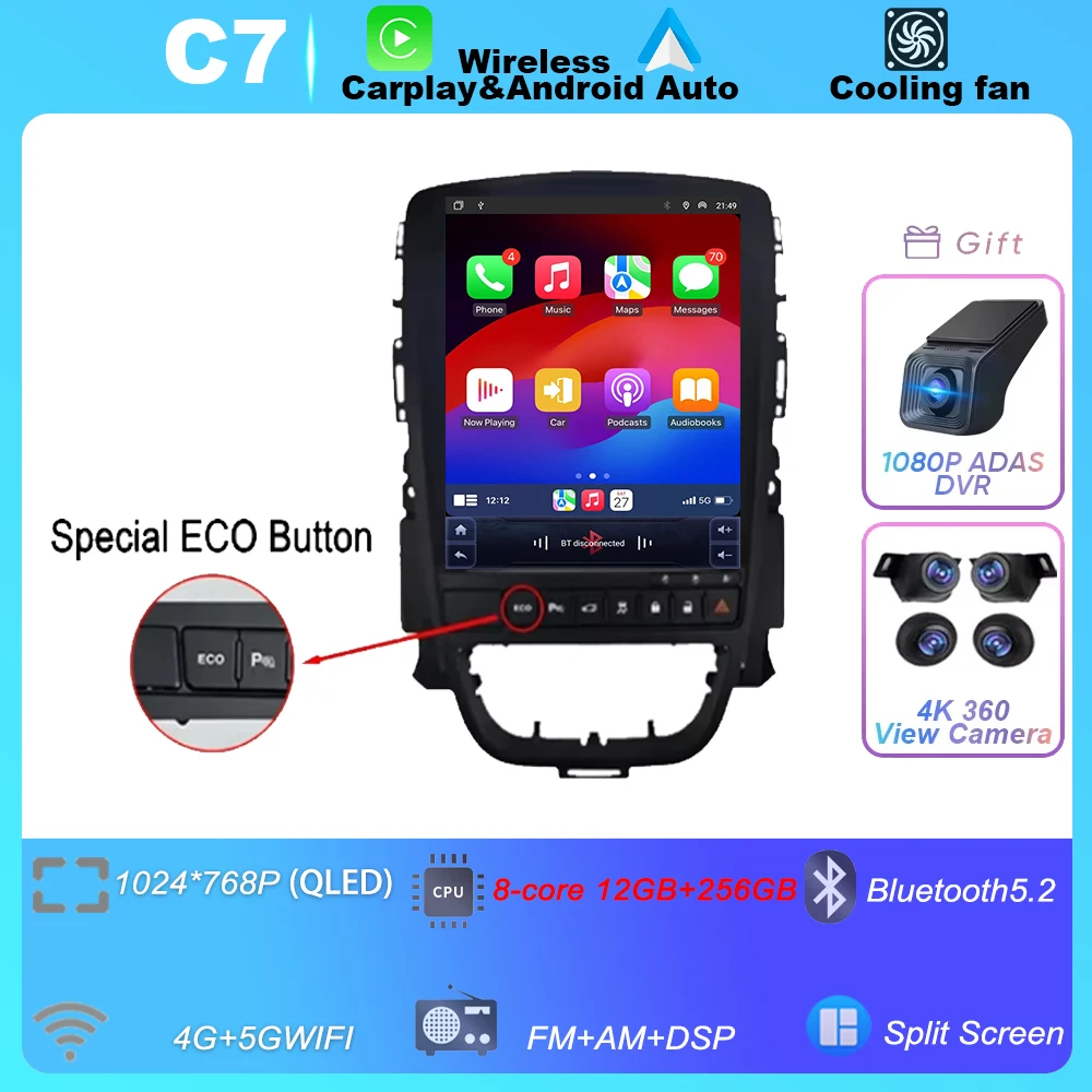 

Android 15 для Opel Astra J Vauxhall Buick Verano Holden Cascada 2009-2018 Carplay Автомобильный радиоприемник с мультимедийным экраном и навигацией GPS