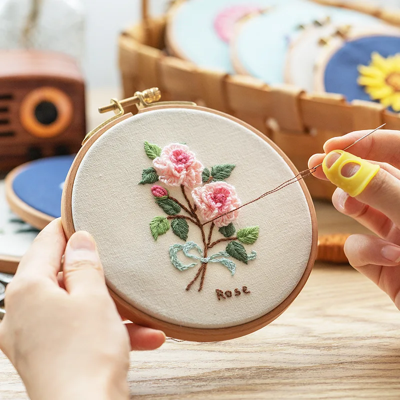 

Embroidery Handmade DIY Material Package Plant Flower Zero Basic Beginner Embroidery Set Without Embroidery Frame Handmade Gift
