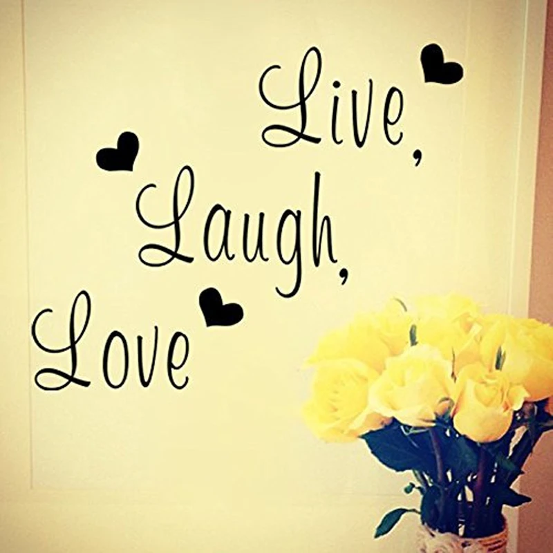 

Live laugh love letters vinile wall stickers per camera da letto decorazione di arte della parete adesivos