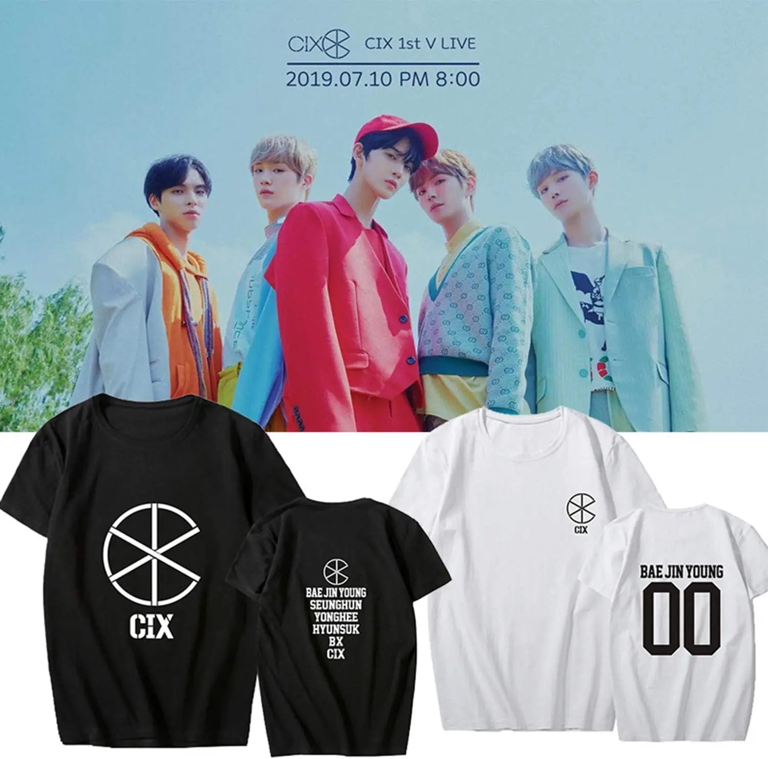 Xkpopfans Kpop CIX T-Shirt Tshirts Yonghee Bae Jin Young Seunghun Hyunsuk BX Tee Shirt