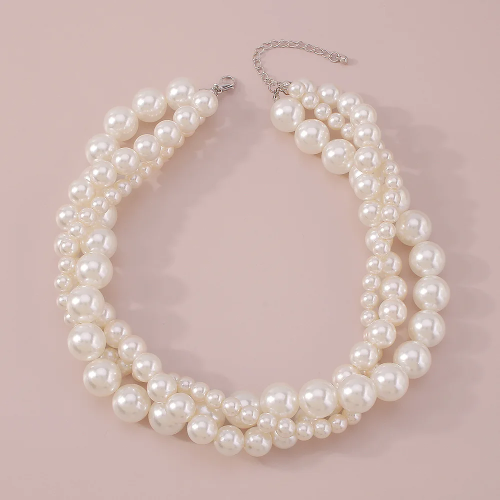 

Lamyesi French Vintage Pearl Necklace for Women Fashion Choker Clavicle Chain Trendy Jewelry Design Girl Collar on The Neck Gift