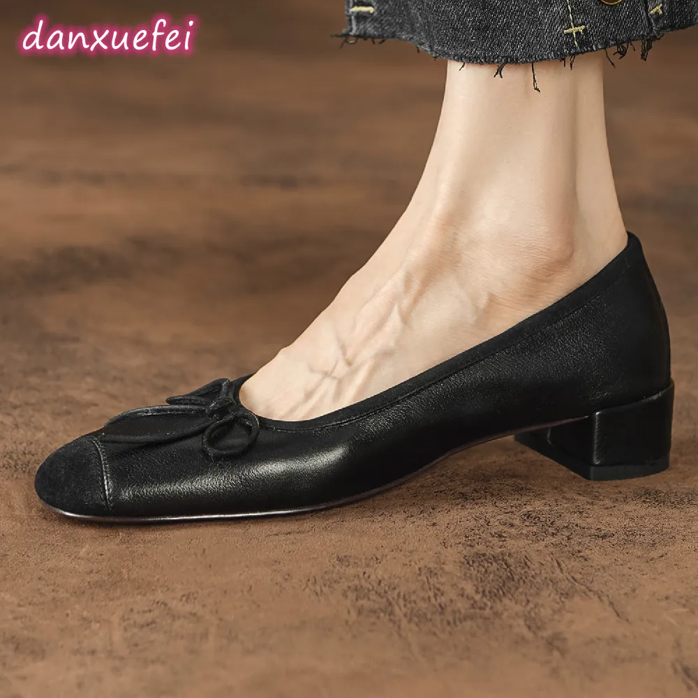 Danxuefei женские туфли из натуральной кожи с круглым носком без шнуровки на плоской