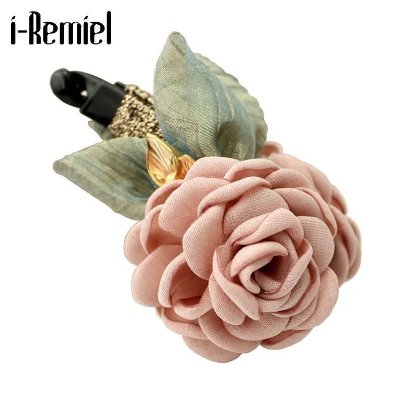 

Korean Beauty Banana Clip Hair Jewelry Handmade Fabric Flower Silk Yarn Hairclip for Women Bridal Wedding Headpieces Accessories