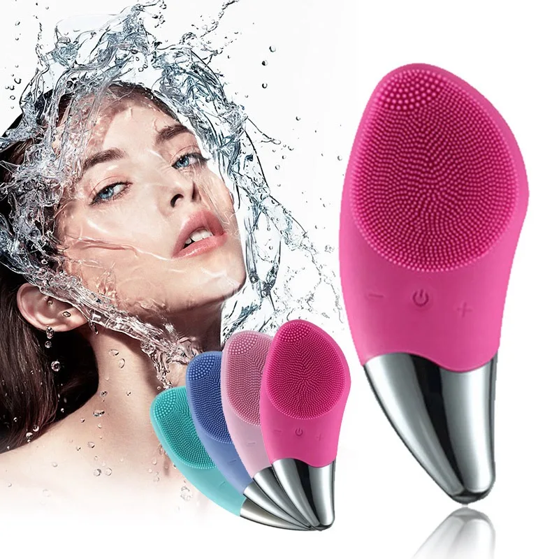 

Electric Silicone Facial Cleansing Brush Sonic Vibration Face Washer Deep Pore Cleaning Heated Relieve Eye fatigue Skin Massager