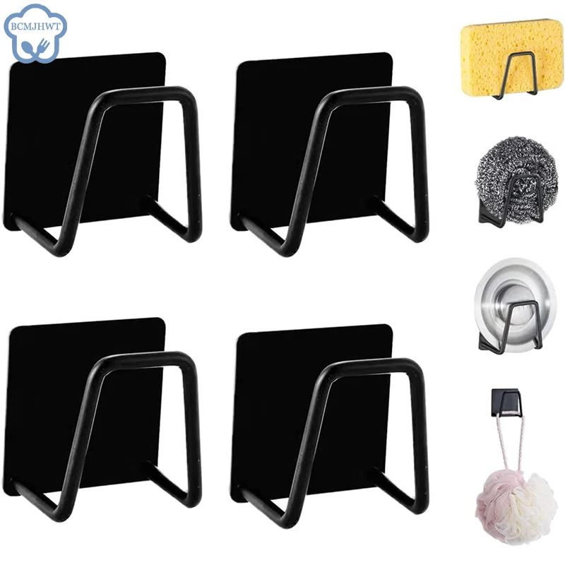 

Kitchen Stainless Steel Sink Sponges Holder Self Adhesive Drain Drying Rack Kitchen Wall Hooks Accessories Storage Organizer