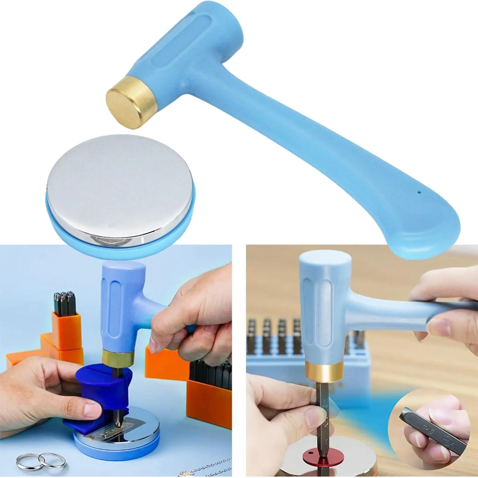 Jewelry Metal Stamps Hammer Brass Bench for Family Craft Working Stamping Leather Tool