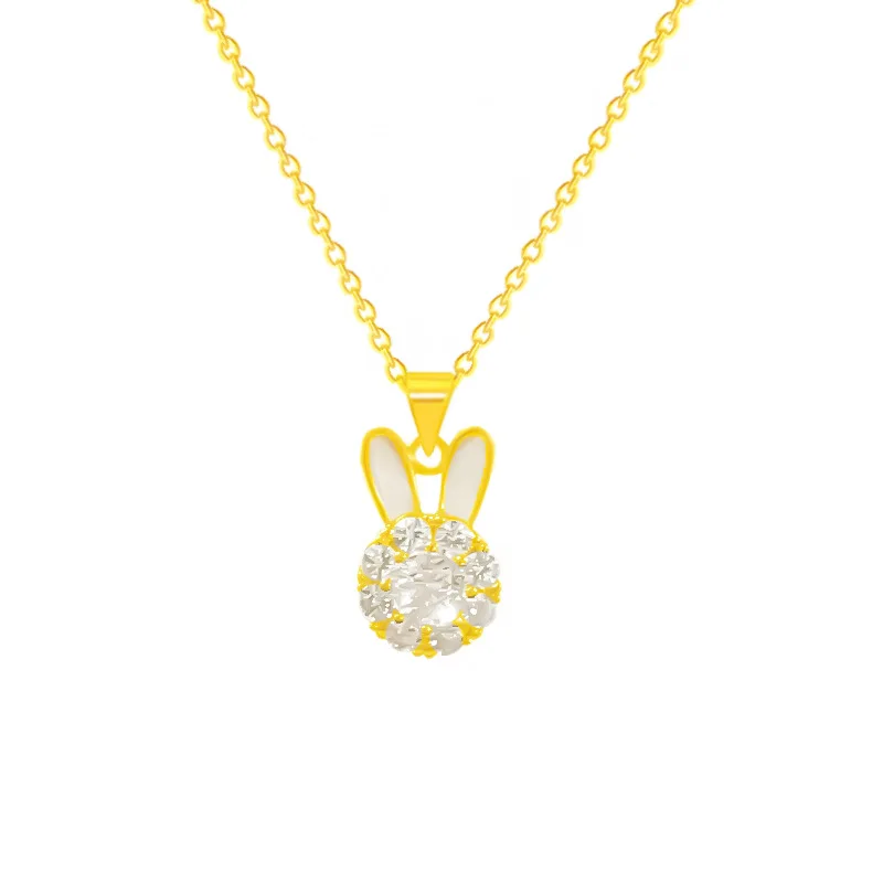 

Simple Pet Animal Rabbit Zircon Nimble Lucky Love Heart Mother's Day Bunny Pendant Necklace Woman Girl Wedding Blessing Jewelry