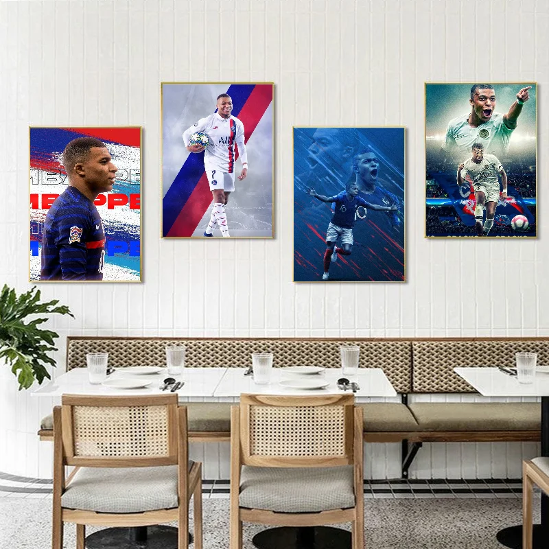 K-Kylian-M-Mbappe футбольный постер для игрока самоклеящаяся художественная