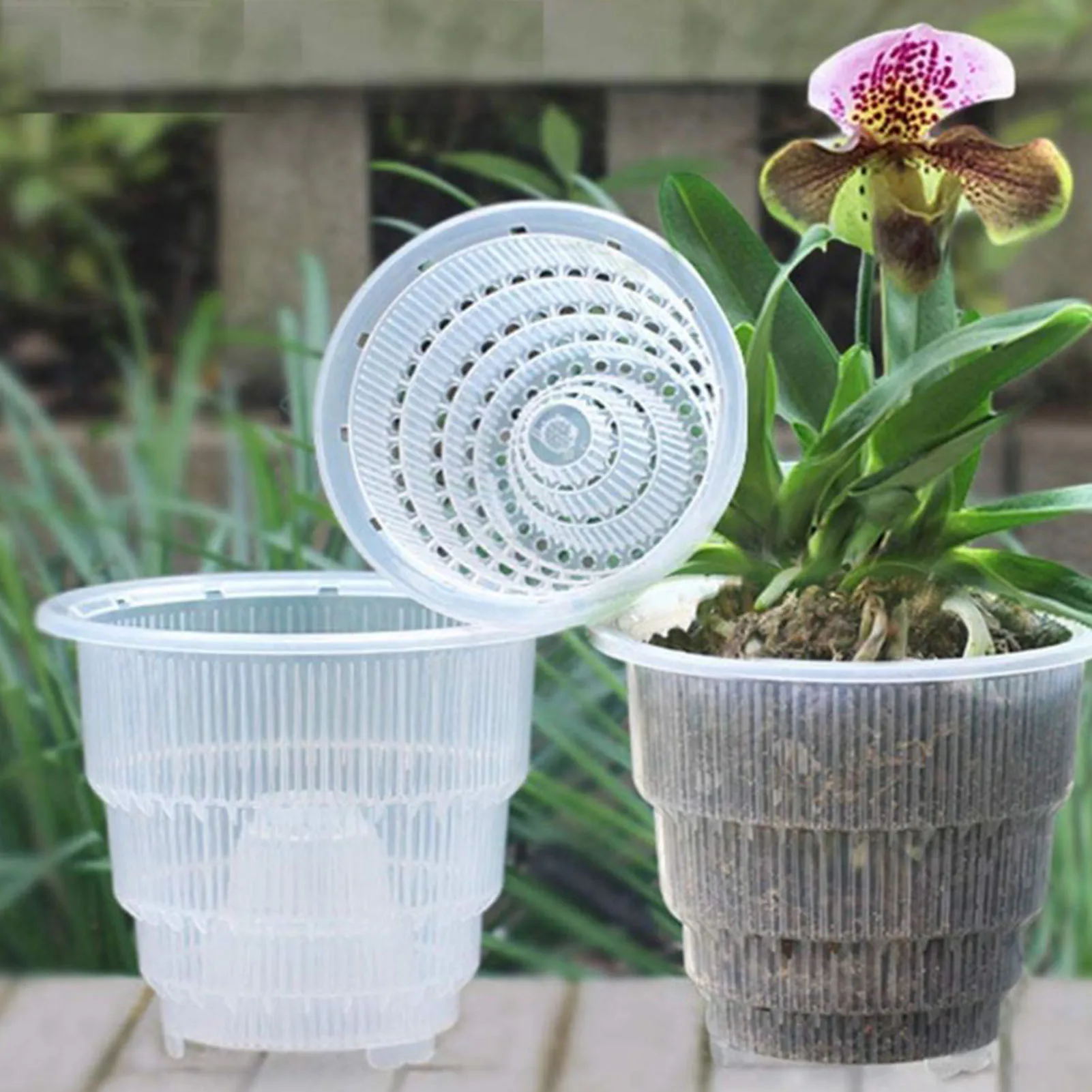 

Горшок с орхидеей прозрачные горшки для детской комнаты, Прозрачный Горшок для растений орхидеи повышенной прочности с отверстиями, садовы...