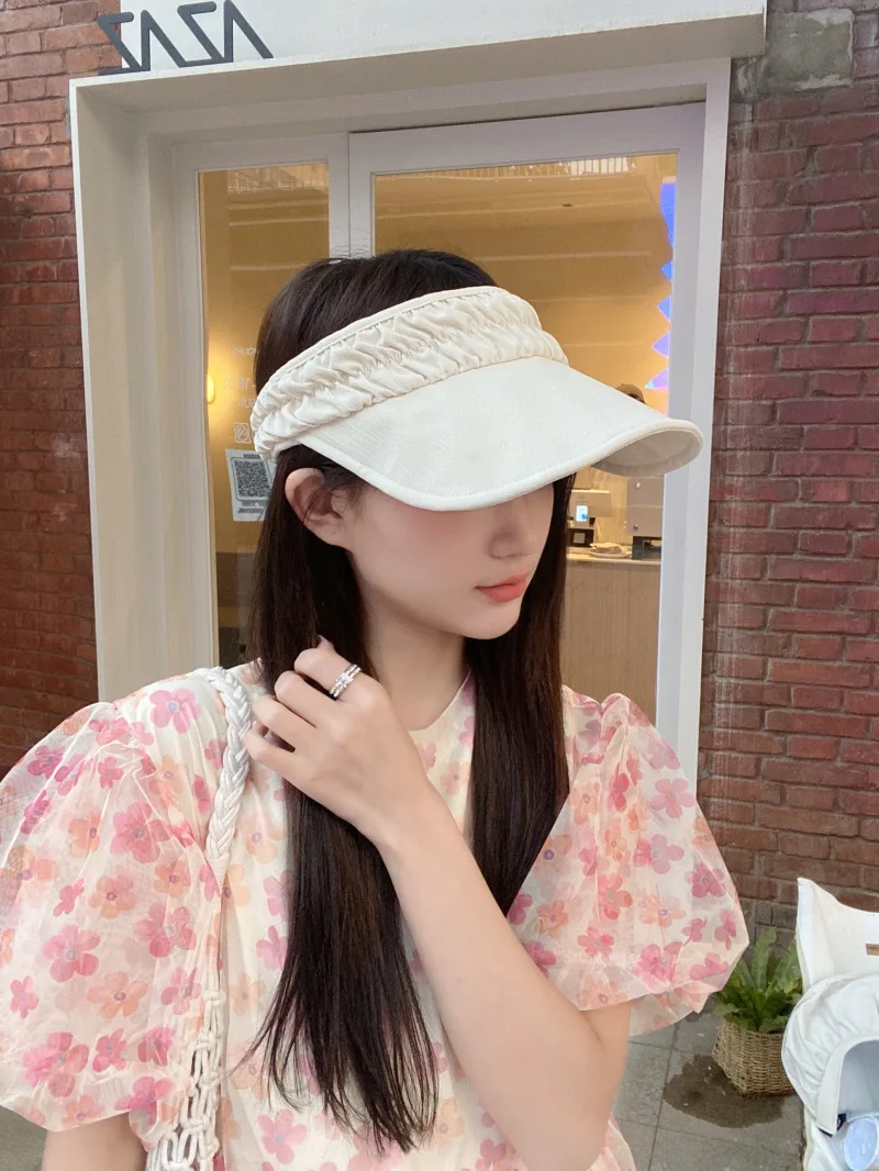 

Sun Hat New Pleated Solid Color Hat with Large Brim To Cover The Face and Prevent Ultraviolet Rays Red Hollow Top Sunscreen Hat