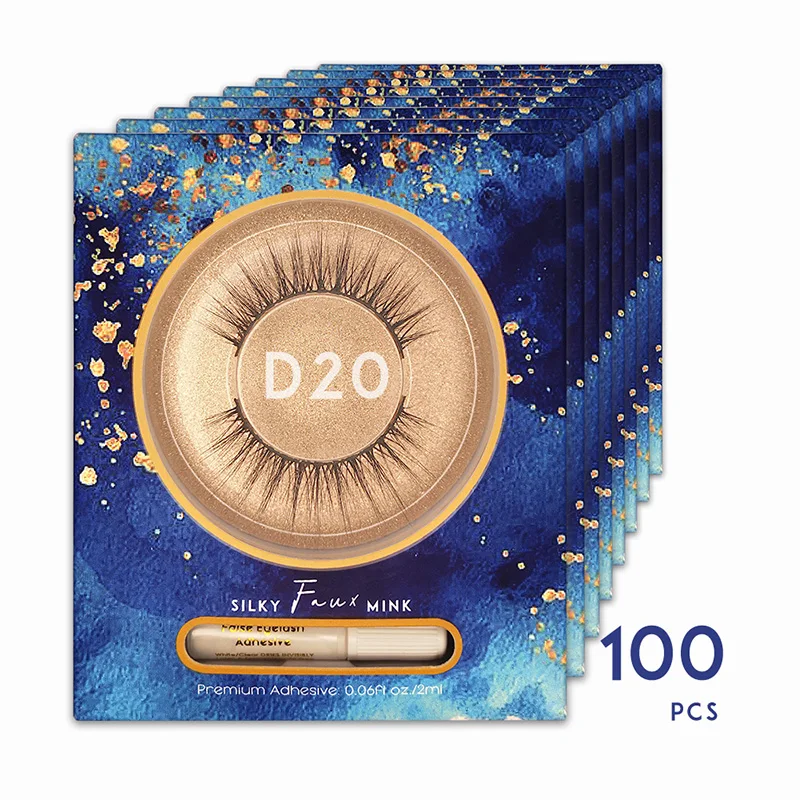 

Клей Шелковый для пушистых ресниц, 100 шт., натуральный длинный, Набор накладных ресниц, многоразовый, без латекса