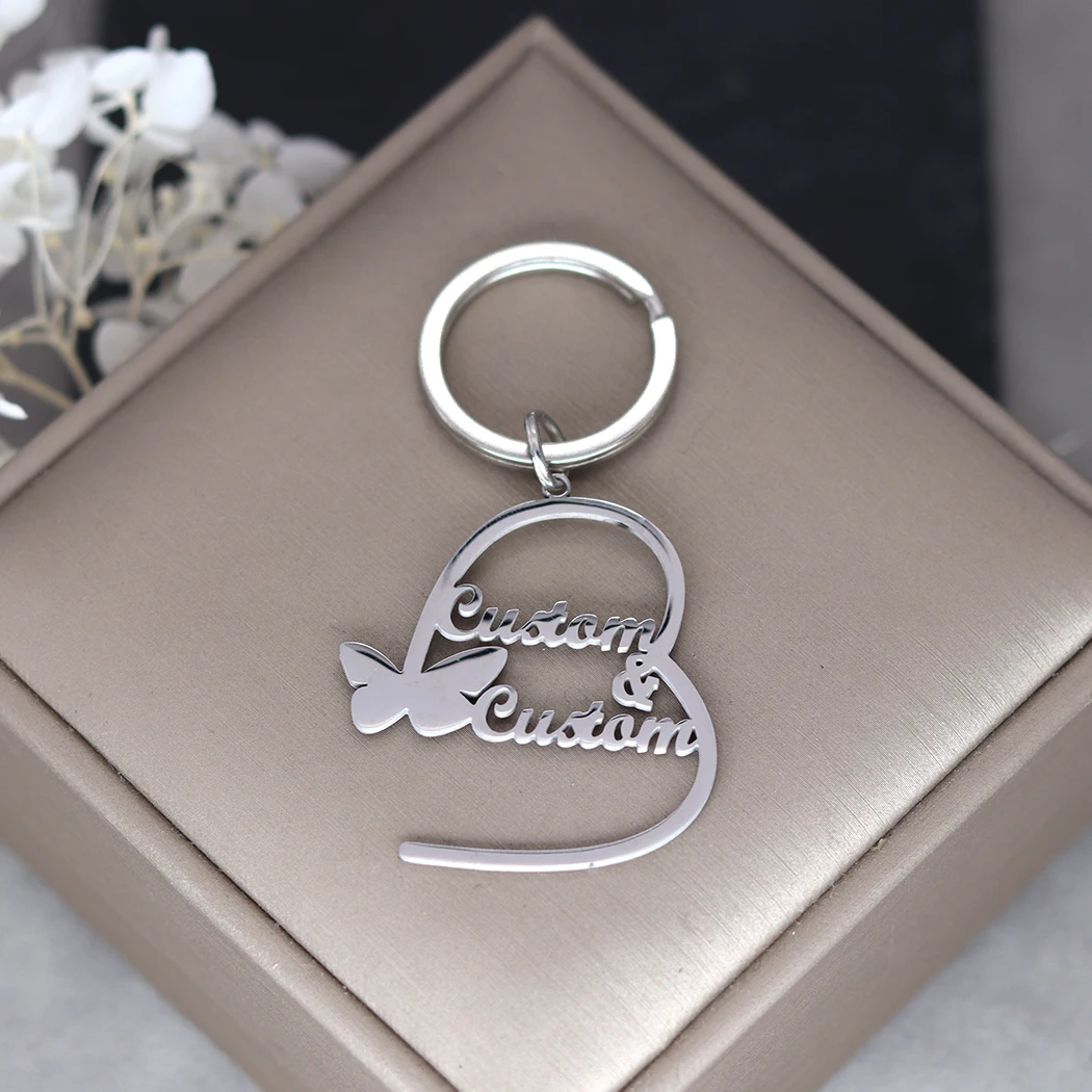 Персонализированный брелок из нержавеющей стали с двумя именами для мужчин