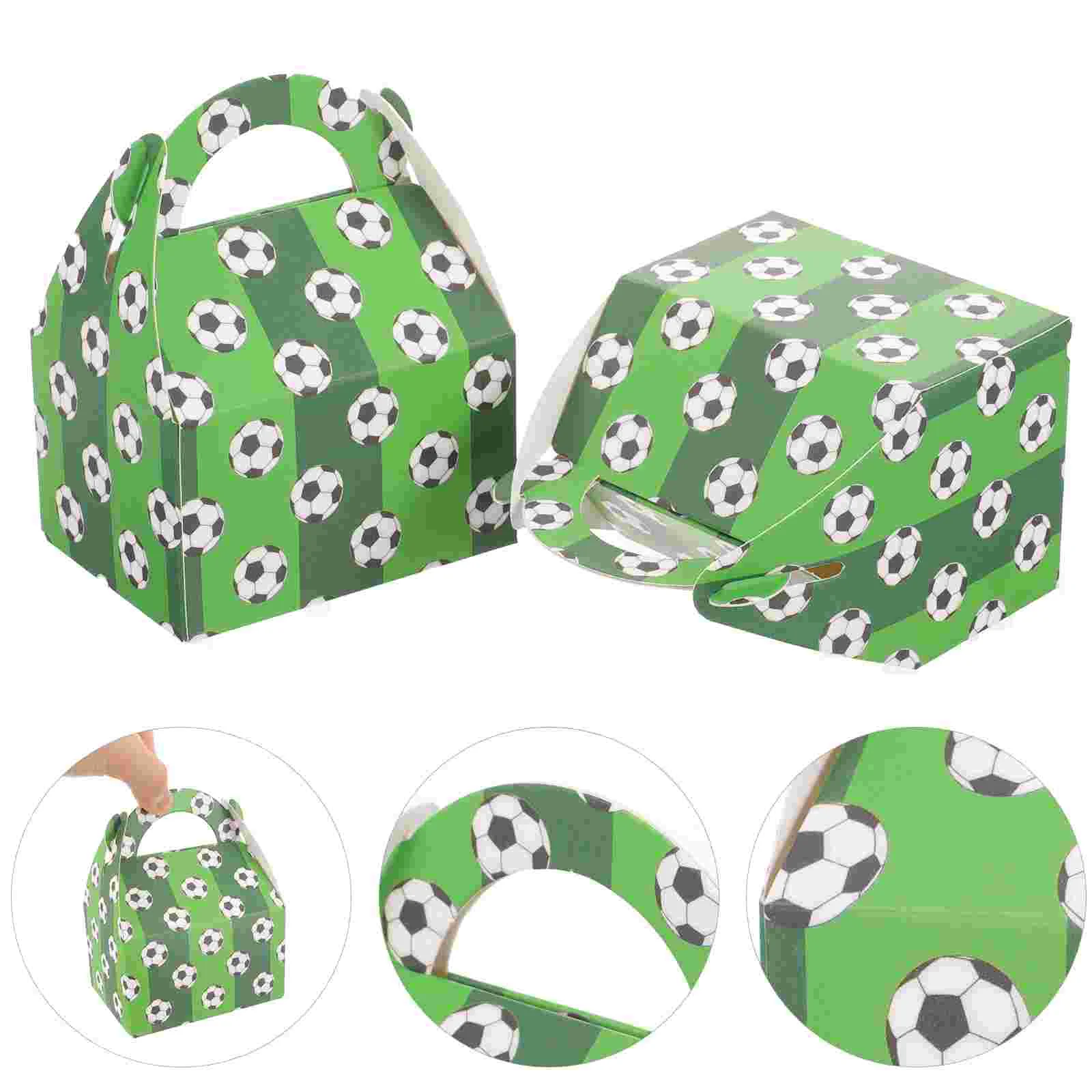 

50pcs Goody Candy Boxes Cardboard Treat Boxes with Handles Football Pattern Boxes Party Candy Box