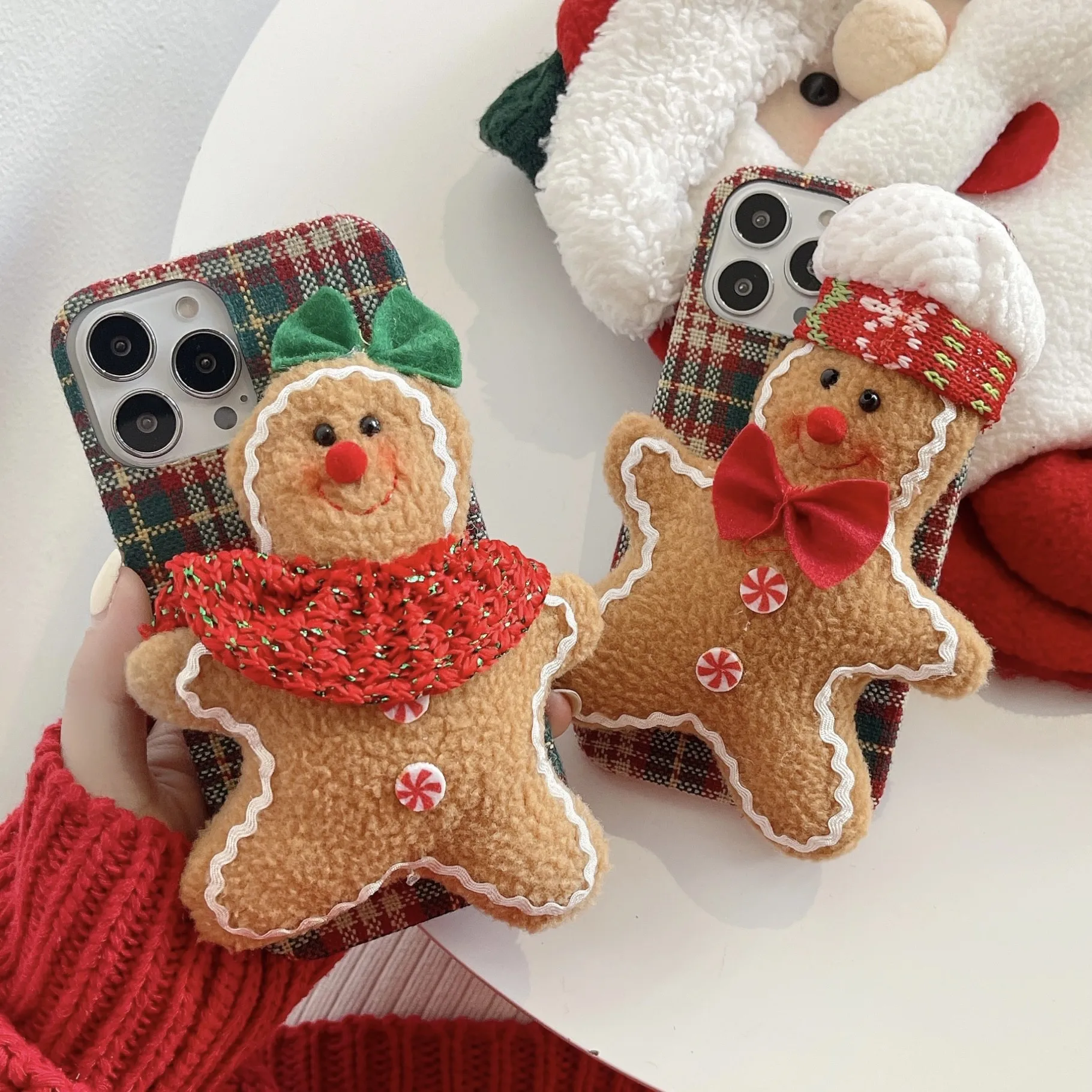 

For iPhone 13 12 mini 11 Pro X XR XS MAX 7 8 6 Plus 2022 Cute Plush Toy 3D Cartoon Silicone Gingerbread Man