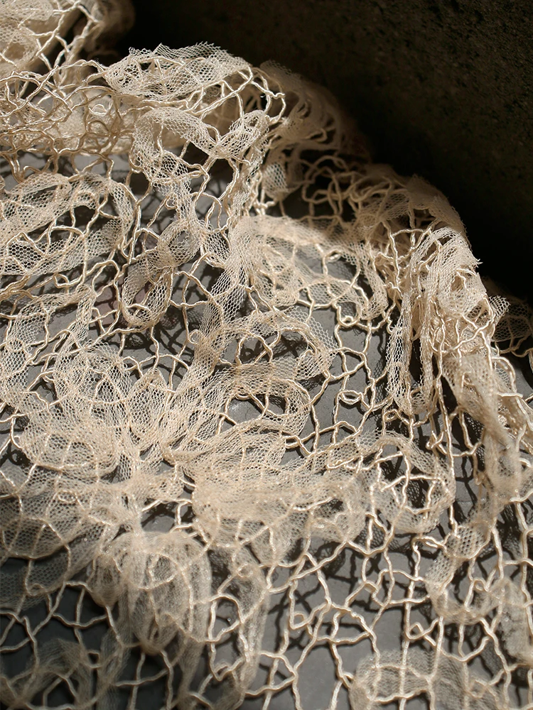 Ткань широкая 140 см x 50 см, бежевая прозрачная текстура с вышивкой, цветок «сделай сам», украшение для дома, платье, весенняя и летняя одежда