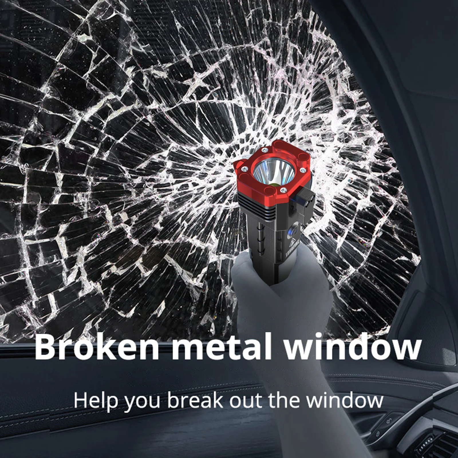 1Pcs Camping Outdoor Multi Tool LED Flashlight - Waterproof for Car Safety With Glass Breaker Inside Rechargeable Battery