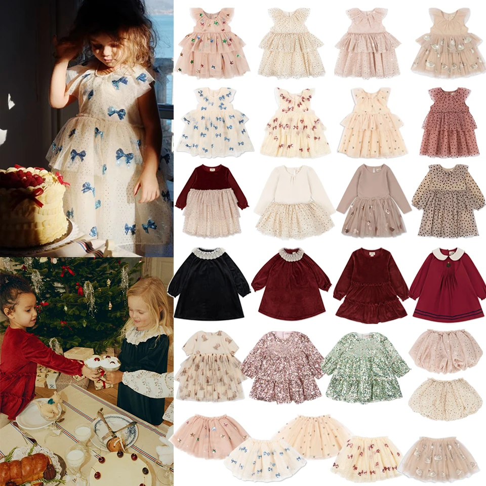 2024 рождественское сетчатое платье принцессы для девочек детские красивые платья