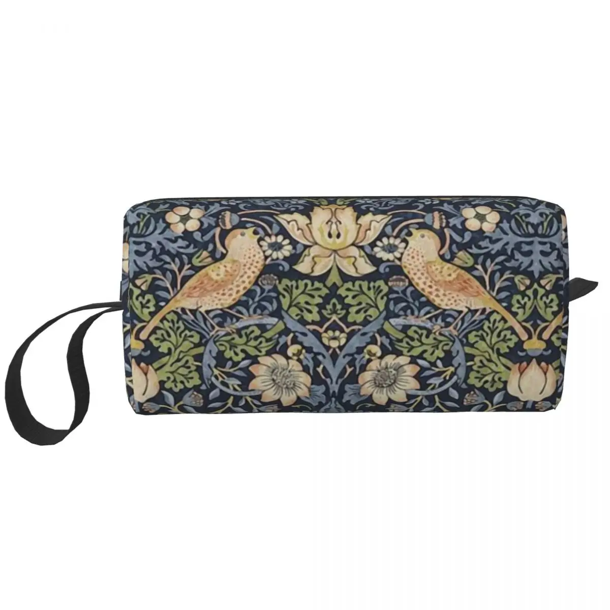 

William Morris Strawberry Thief Pattern Travel Toiletry Bag Vintage Textile Makeup Cosmetic Organizer Beauty Storage Dopp Kit