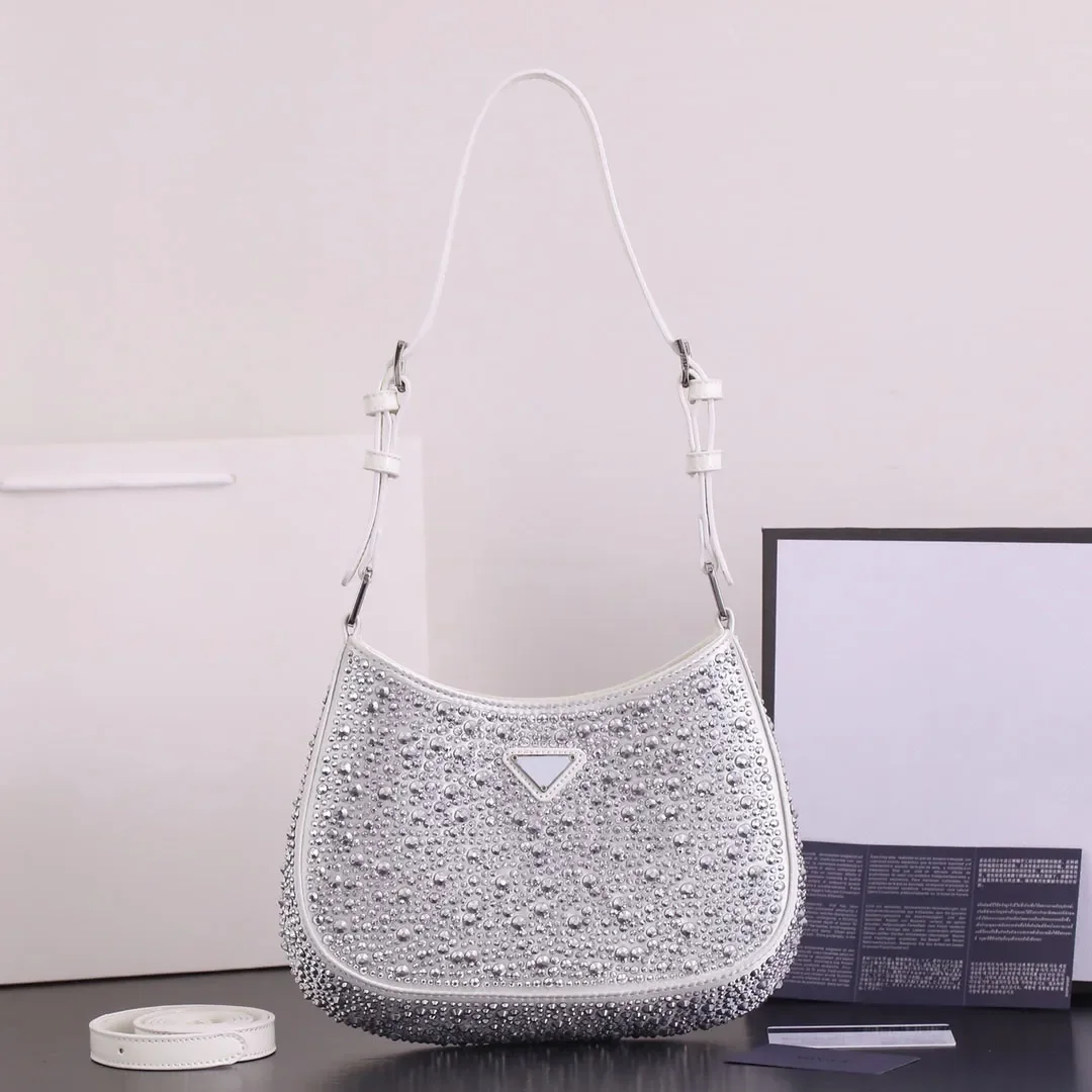 

Quality shiny Cleo underarm Designer luxury bag shopping Women Diamonds Handbags Shoulder crossbody Purse calfskin wallet purse