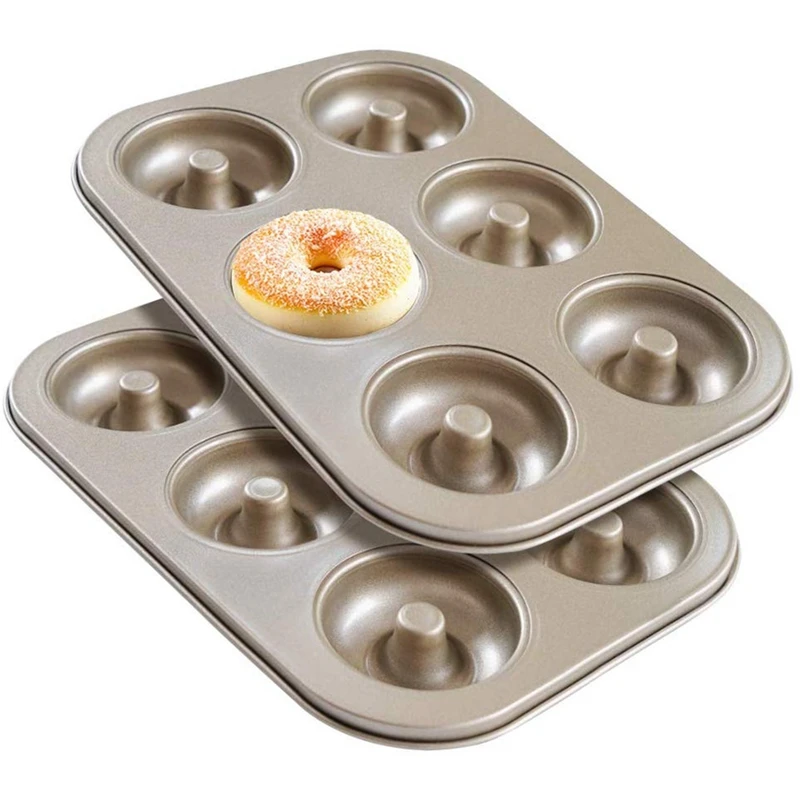 

Форма для выпечки, антипригарная форма для пончиков, 2 шт., форма для пончиков из углеродистой стали, 6 пончиков
