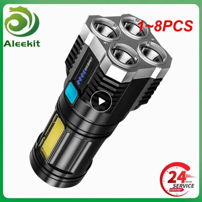 

Фонарик высокой мощности с 4 светодиодами, уличный портативный мини-фонарик с зарядкой от USB, подсветка, тактическое освещение, COB светодиод, 1 ~ 8 шт.