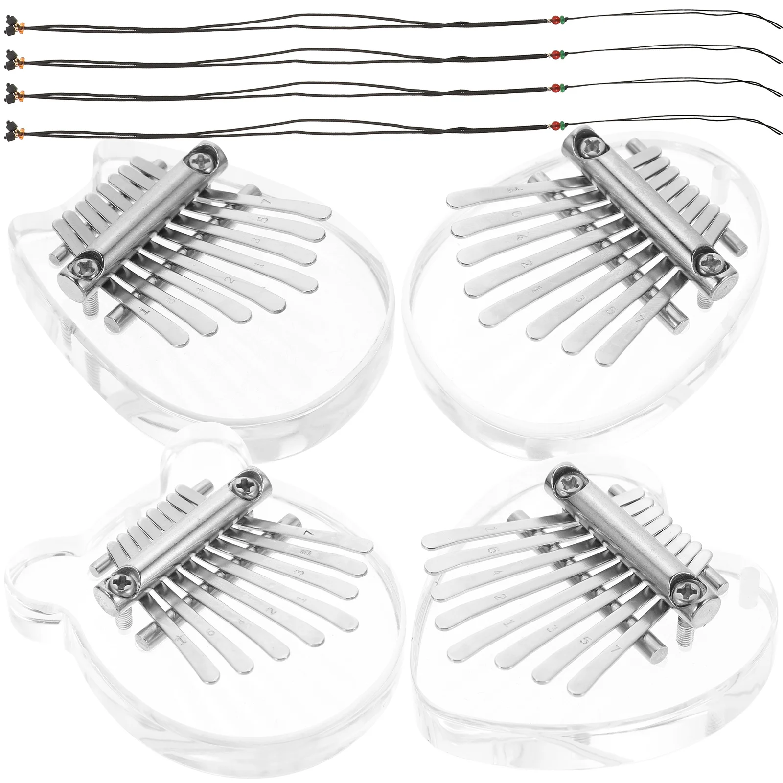 

4pcs Mini Kalimba 8 Note Thumb Pianos Beginner Kalimba Cartoon Kalimba Instruments