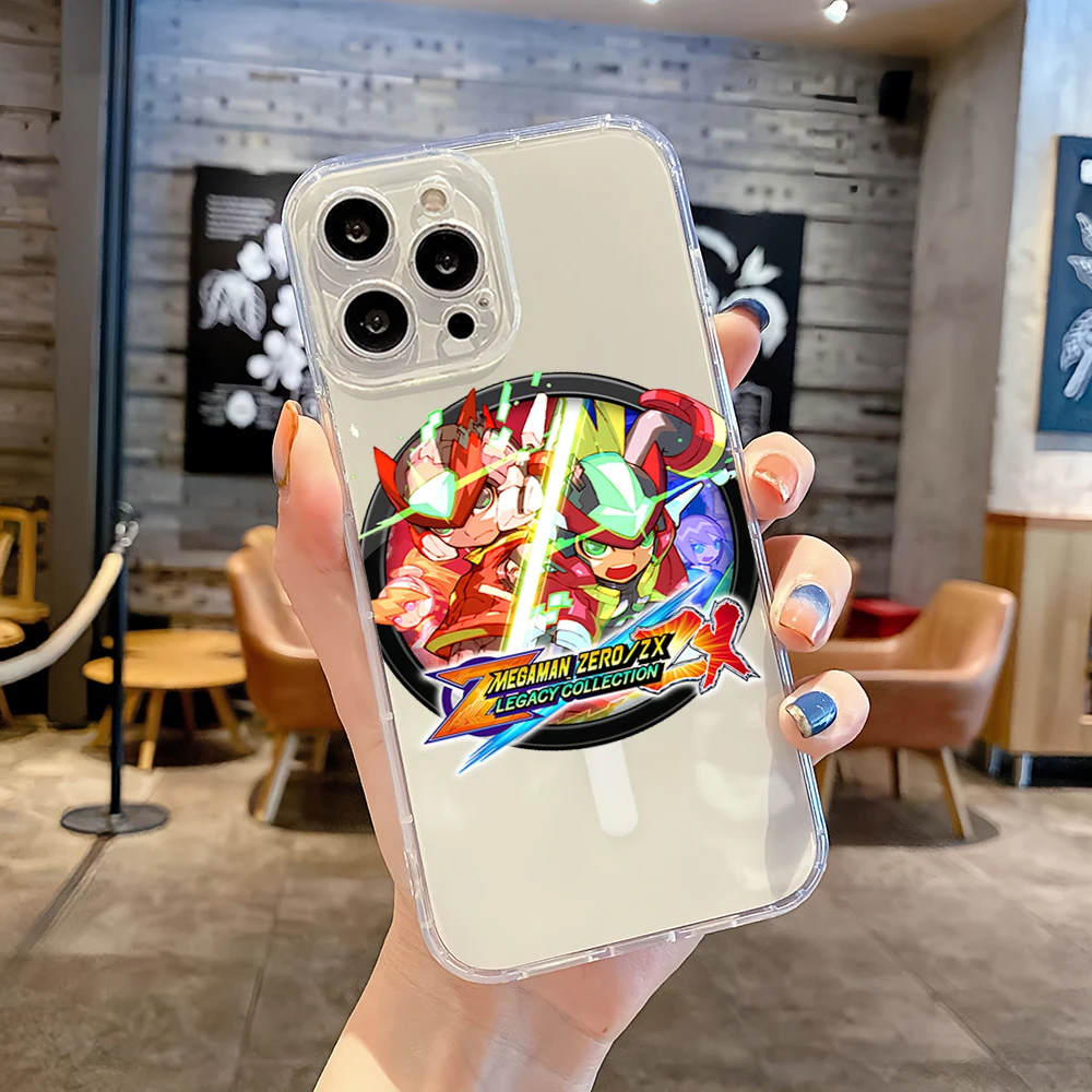 Game For iPhone 11 12 13 14 15 16 Pro Max Plus Magsafe Magnetic Transparent Protector Wireless Charge Phone Case M-Mega M-Man