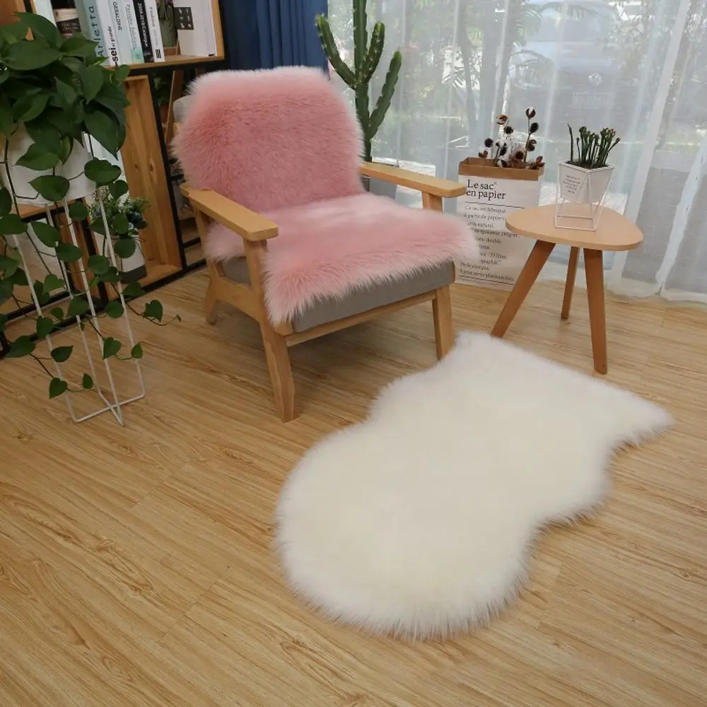 

New Imitation Wool Fluffy Shaggy Long Hair Carpet Non Slip Sheepskin Rug Bedroom Mats Faux Fur Soft Rugs