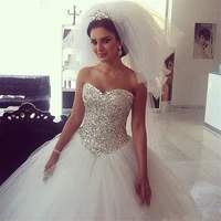 luxury crystal arabic dubai wedding dresses princess 2022 sweetehart beading lace up bride gowns vestidos de noiva robe mariee
