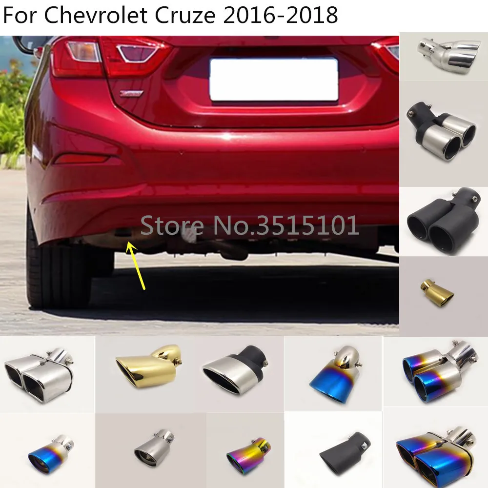 Car Styling Rear Back Cover Muffler End Stainless Steel Tail Pipe Dedicate Outlet Exhaust For Chevrolet Curze 2016 2017 2018