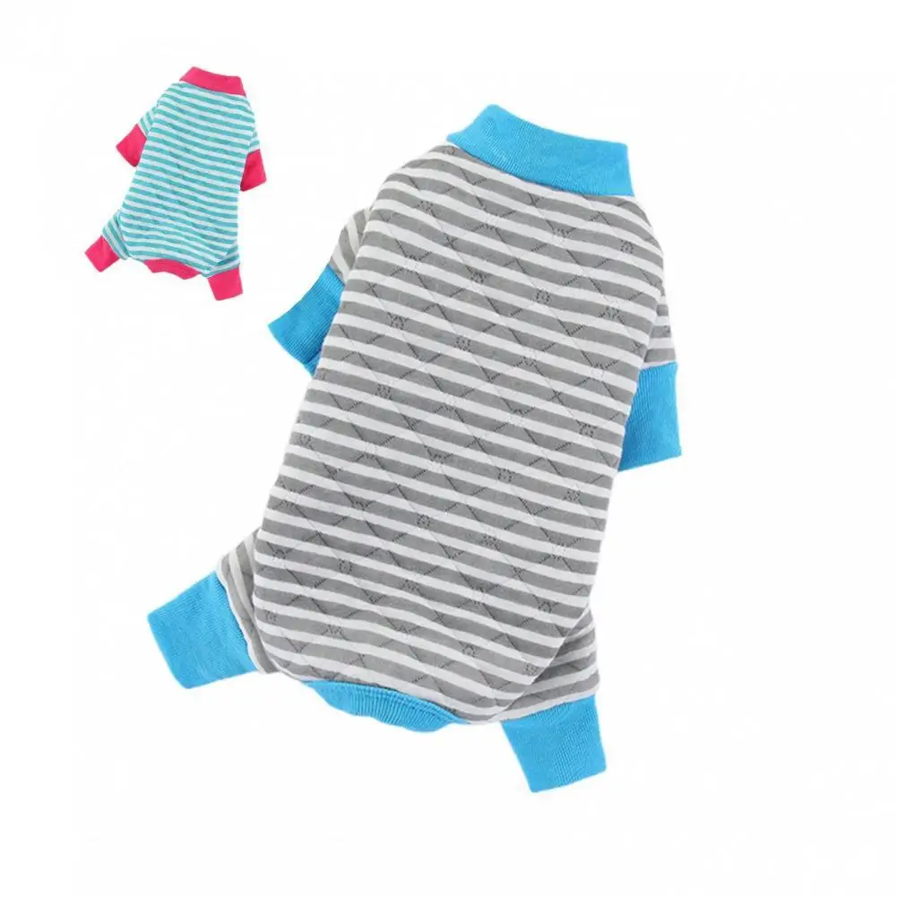 

Stylish Dog Pajamas Striped Pattern Overall Suit Cat Dog Winter Jumpsuit Clothes Puppy Clothes Pet Jumpsuit