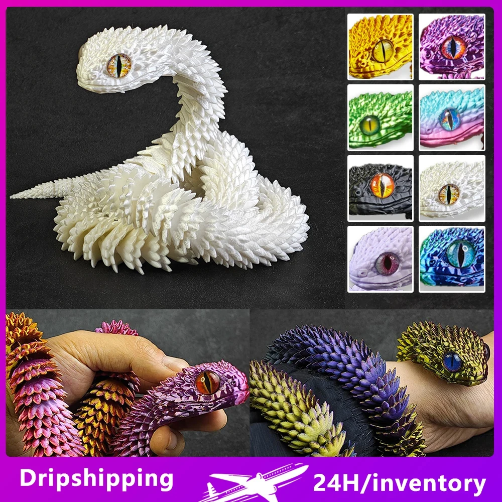 60 см Новая 3D печатная шарнирная змея креативная аквариумная орнамент Дракон