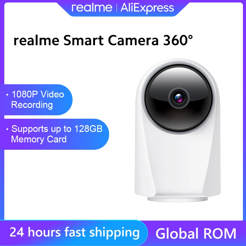 

Смарт-камера realme Запись на 360° AI Монитор обнаружения движения Видео 1080p Поддержка карты памяти до 128 ГБ Монитор безопасности