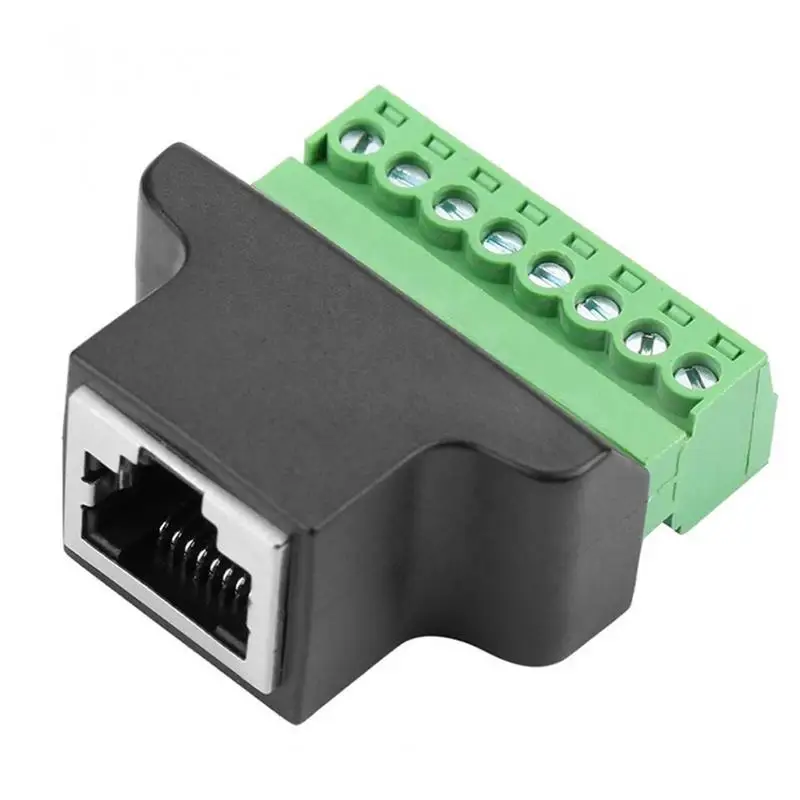 RJ45 To 8Pin Terminal Block 8P 8C Connector RJ45 Female To 8 Pin Crystal Head Net Block Terminal Network Adapter For CCTV DVR